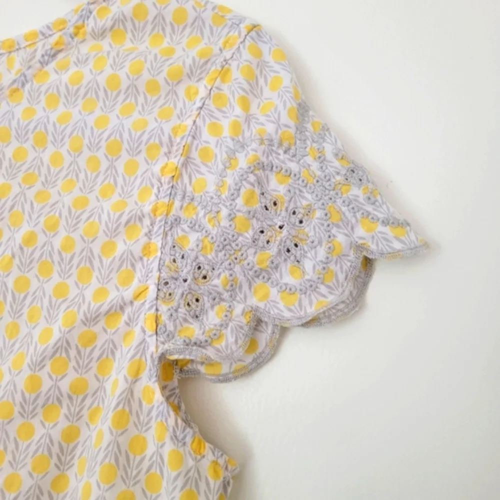Sleep Sense Cotton Modal Blend Dots Yellow PJs Top S‎